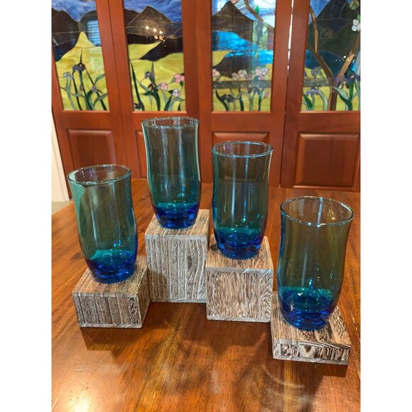 Anchor Hocking Caribbean Blue MCM Water Tumblers - Picture 3 of 9